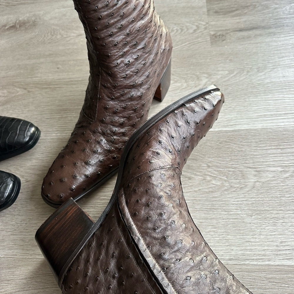 YSL Ostrich Leather Brown Exotic Leather Size 41 Men